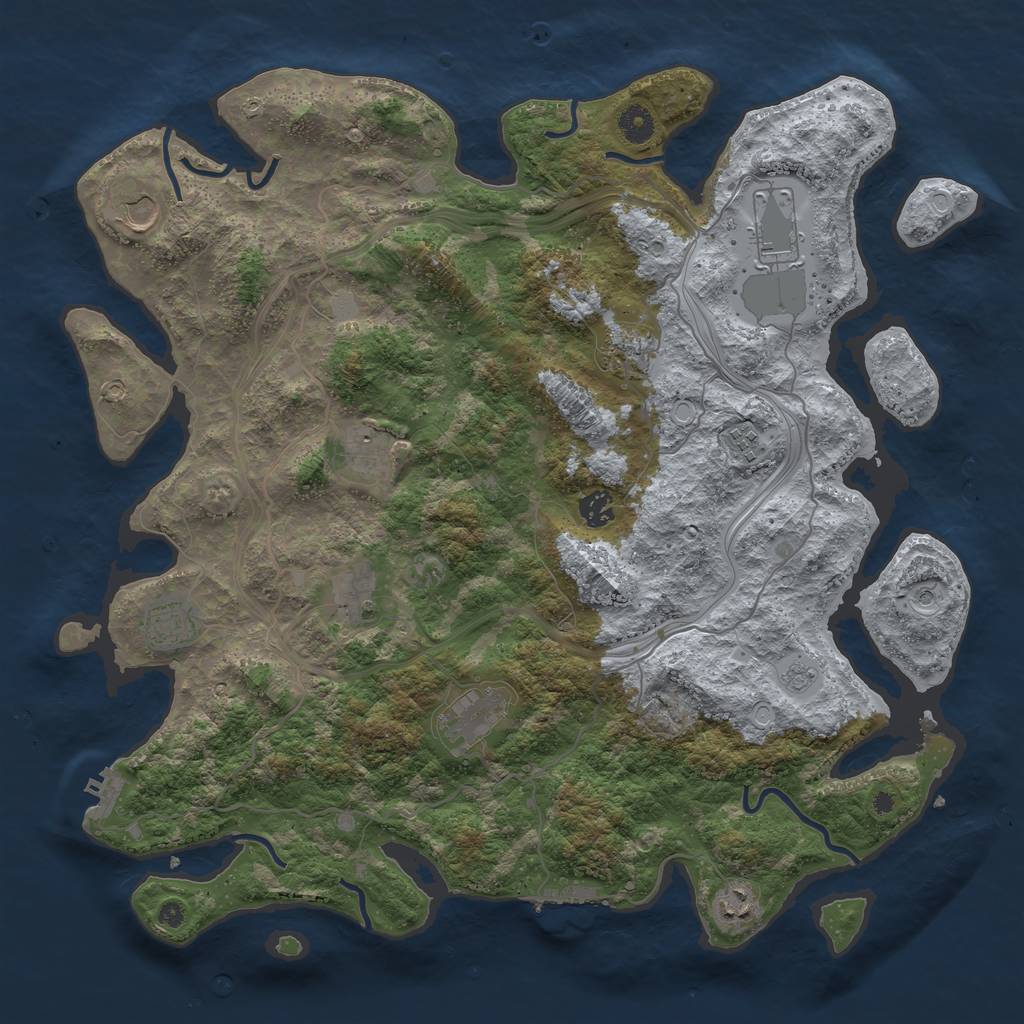 Rust Map: Procedural Map, Size: 4250, Seed: 1285896394, 19 Monuments