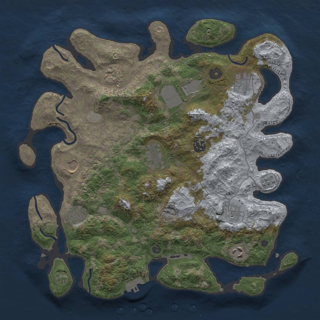Rust Map: Procedural Map, Size: 3700, Seed: 1554563857, 18 Monuments