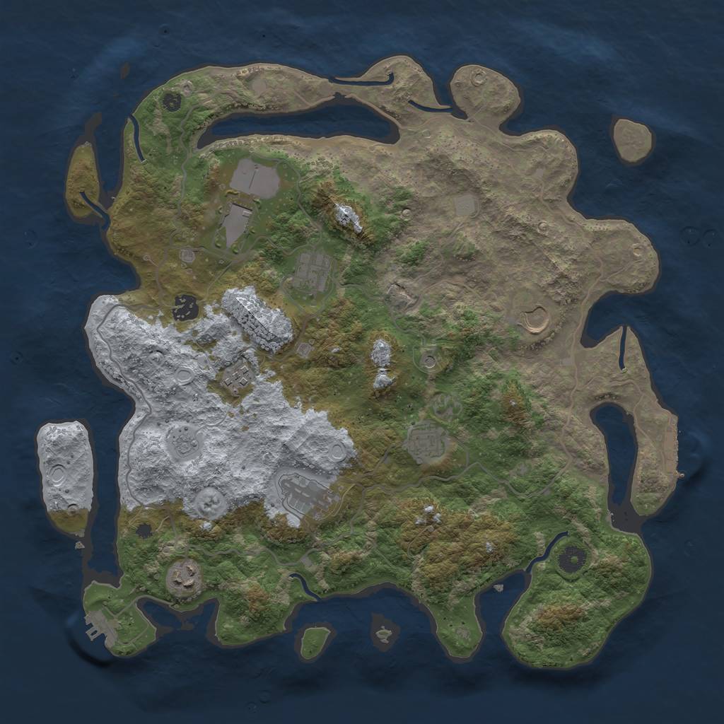 Rust Map: Procedural Map, Size: 4000, Seed: 1299287351, 17 Monuments