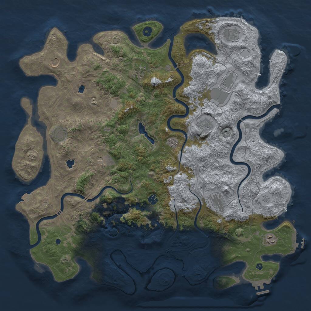 Rust Map: Procedural Map, Size: 4800, Seed: 613166325, 17 Monuments