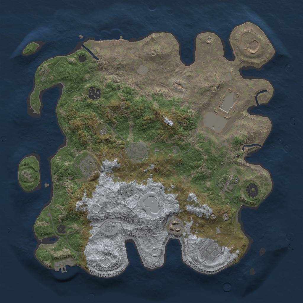 Rust Map: Procedural Map, Size: 3500, Seed: 32344, 18 Monuments
