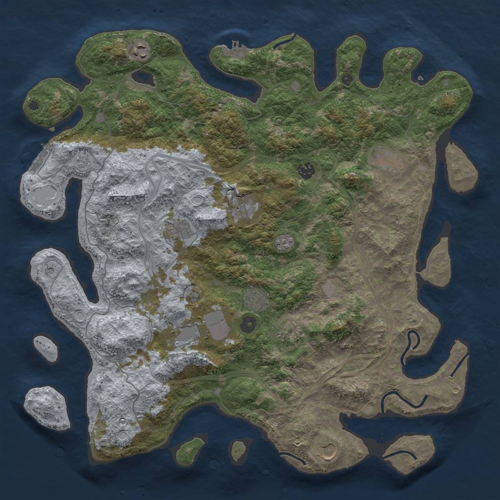 Rust Map: Procedural Map, Size: 4500, Seed: 623146171, 19 Monuments
