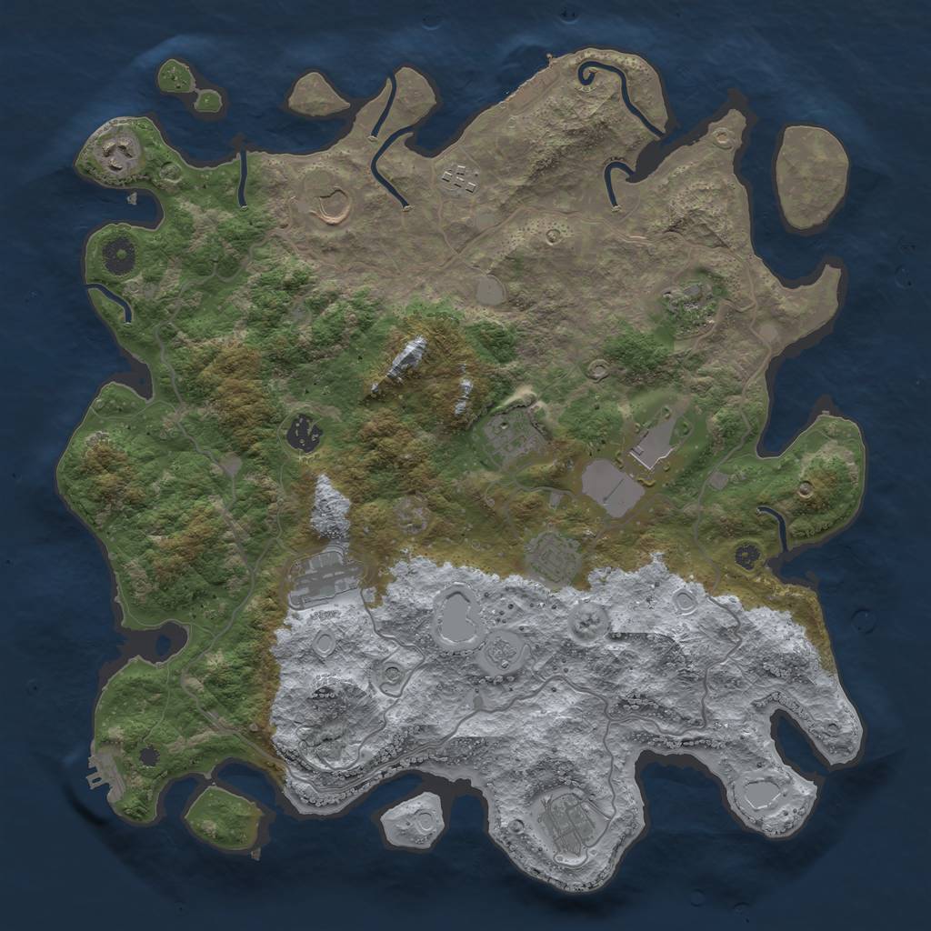 Rust Map: Procedural Map, Size: 4000, Seed: 865734532, 19 Monuments