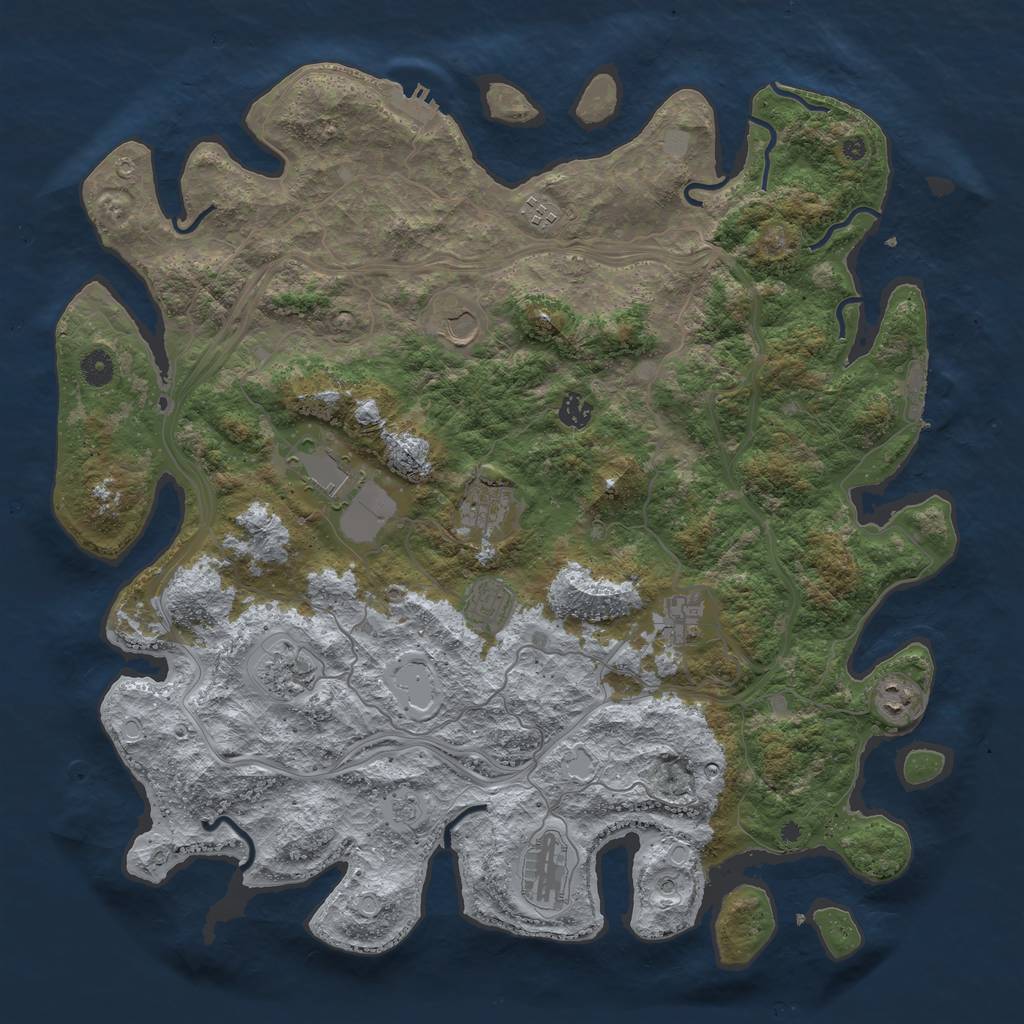 Rust Map: Procedural Map, Size: 4500, Seed: 40647087, 19 Monuments