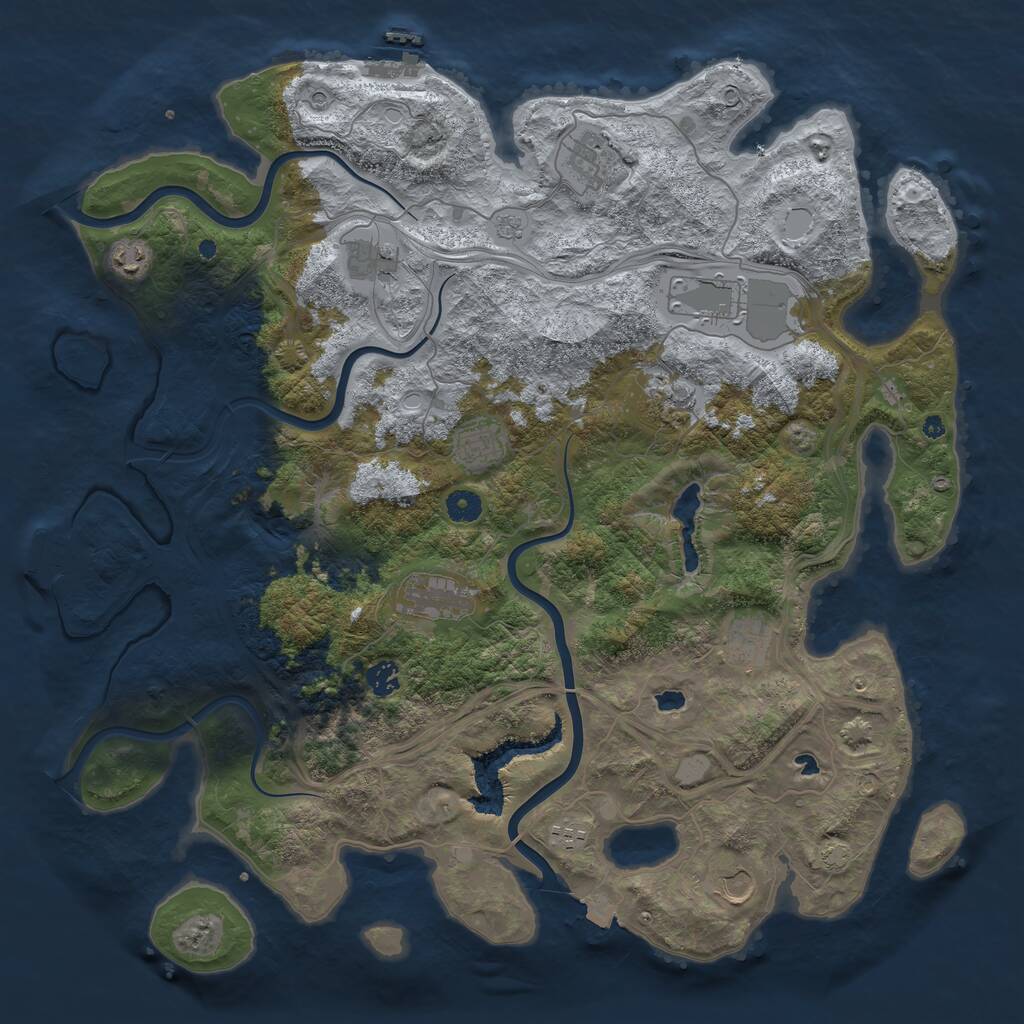 Rust Map: Procedural Map, Size: 4500, Seed: 1587476499, 17 Monuments