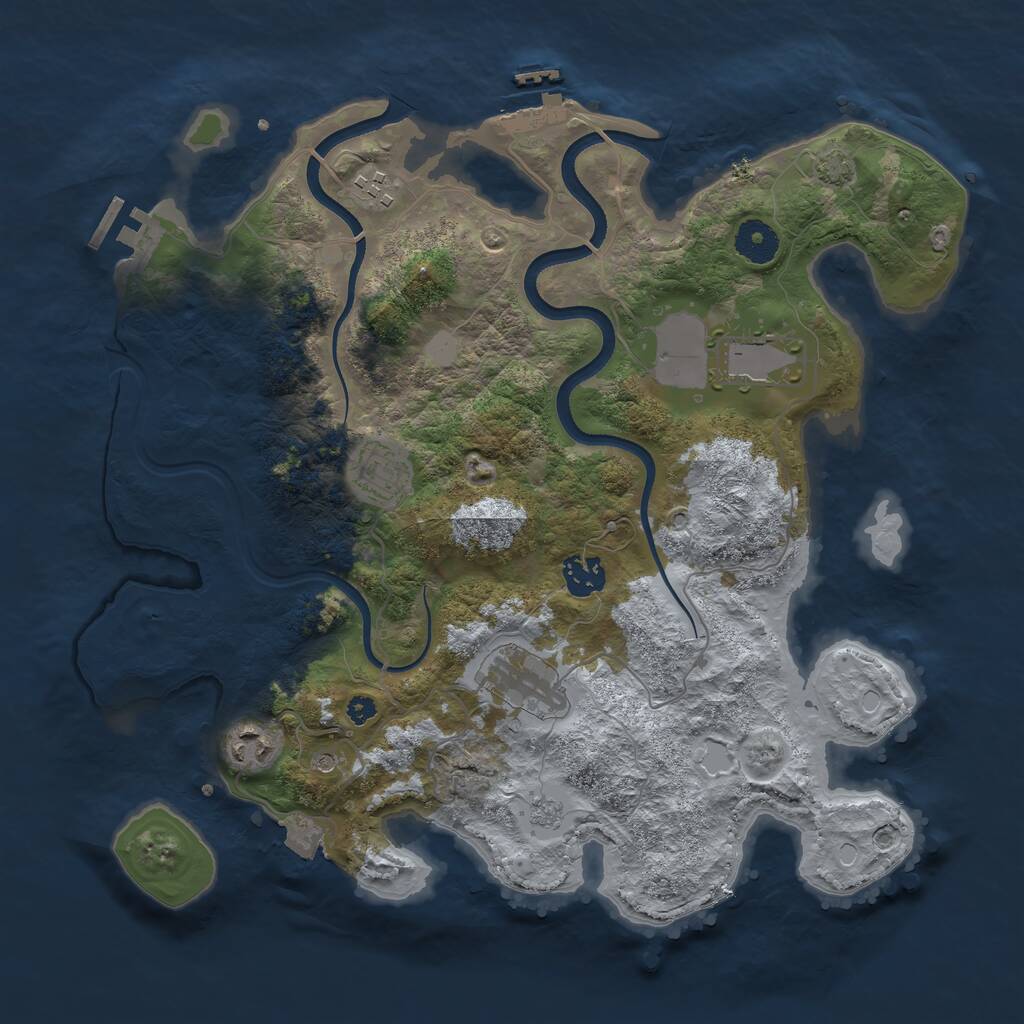 Rust Map: Procedural Map, Size: 3600, Seed: 82732661, 12 Monuments