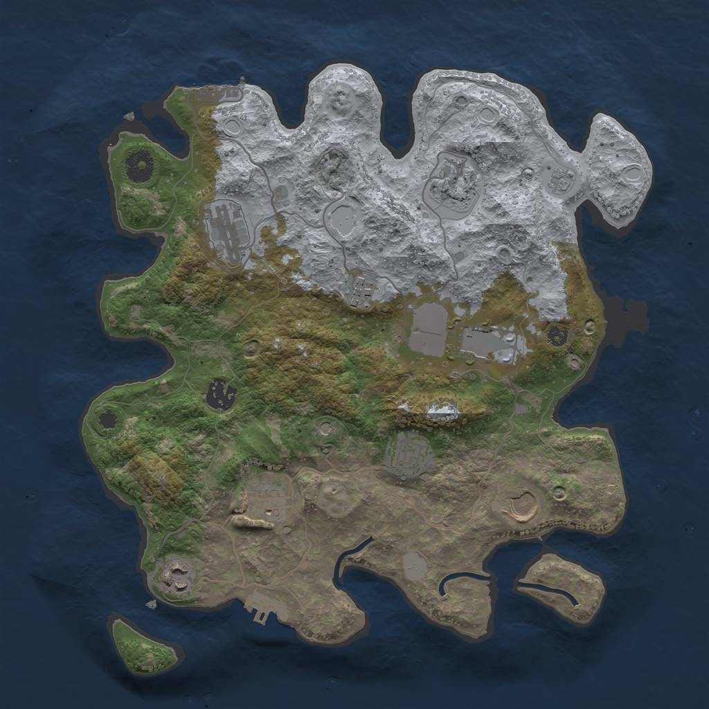 Rust Map: Procedural Map, Size: 3500, Seed: 17475332, 18 Monuments