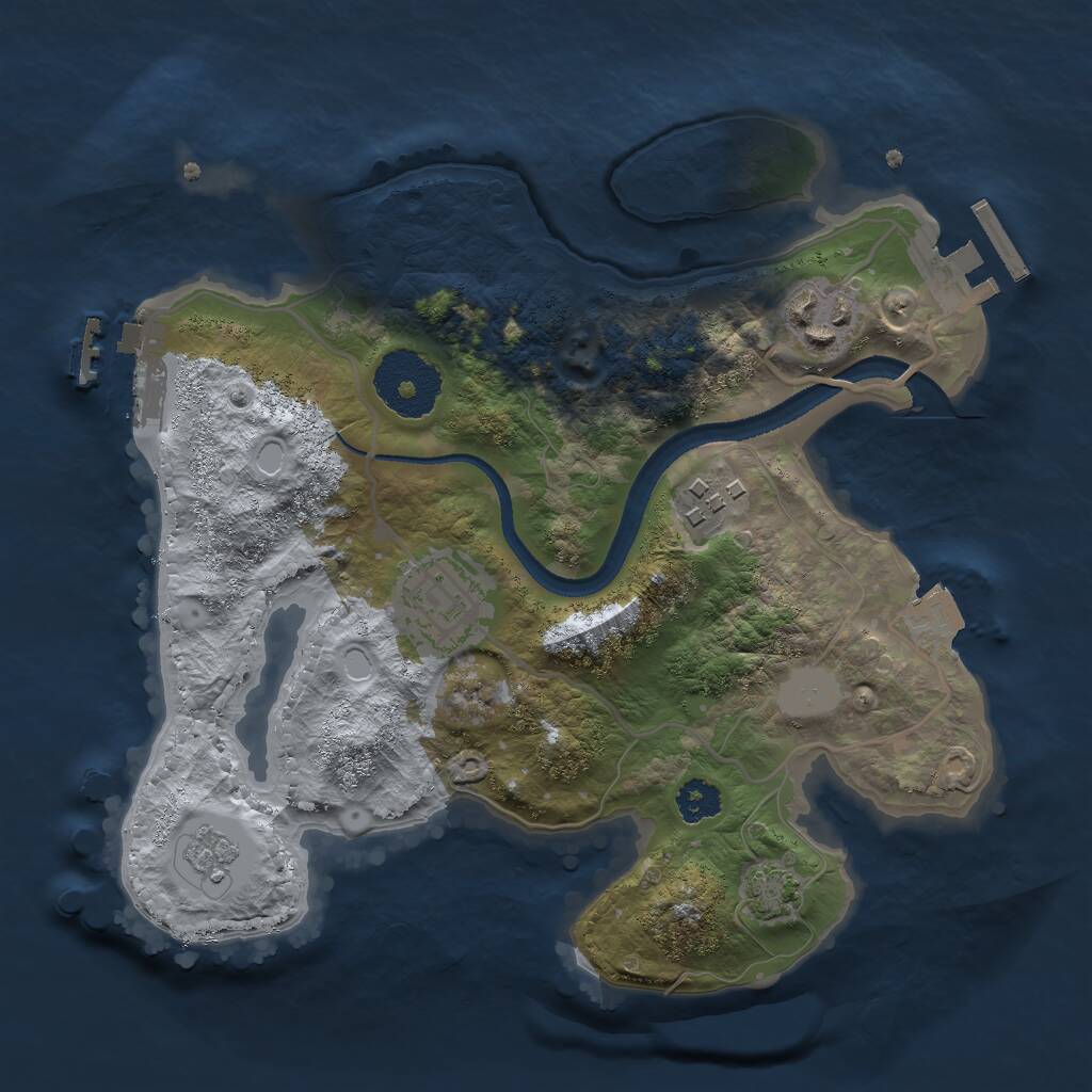 Rust Map: Procedural Map, Size: 2500, Seed: 1466618691, 8 Monuments