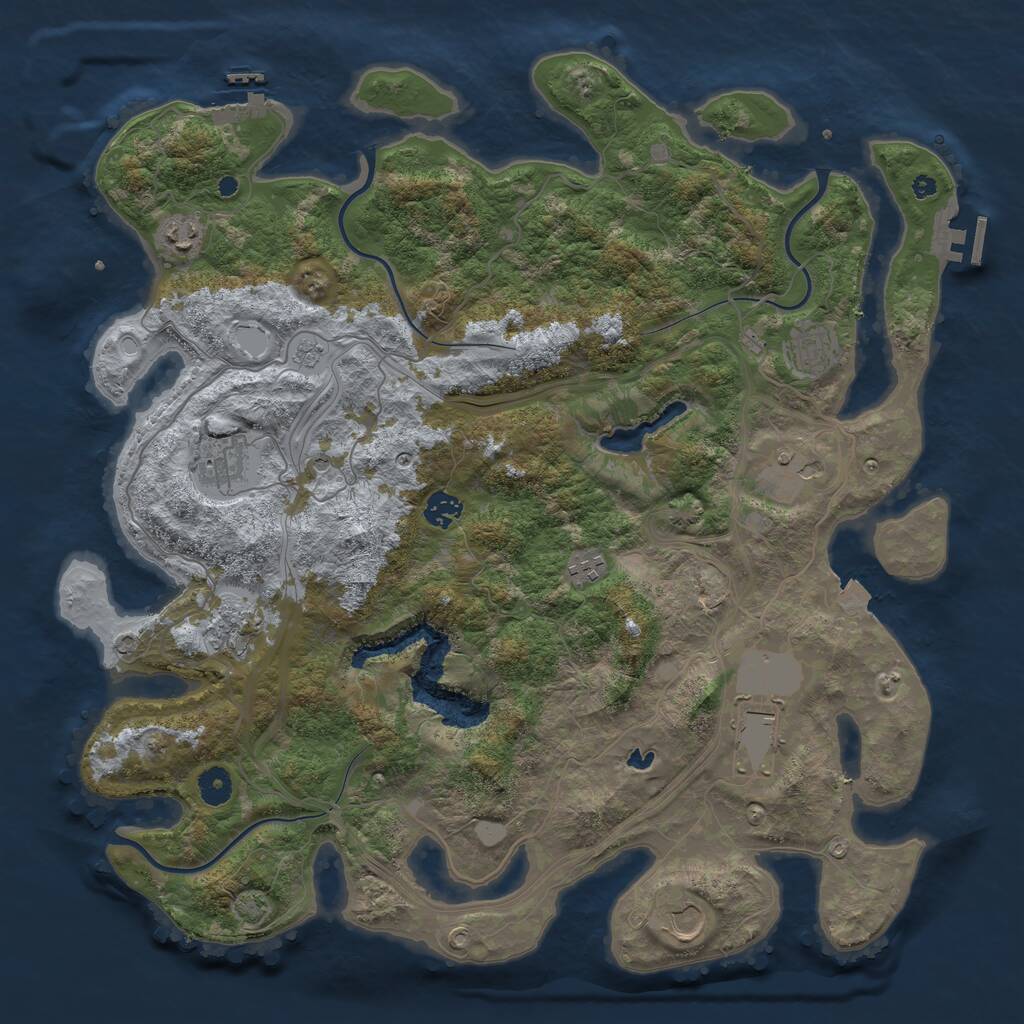 Rust Map: Procedural Map, Size: 4250, Seed: 70091170, 15 Monuments