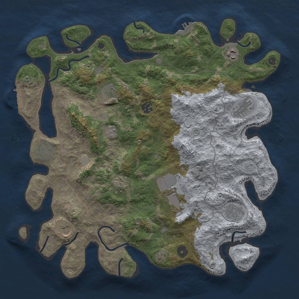 Rust Map: Procedural Map, Size: 4000, Seed: 768993, 19 Monuments