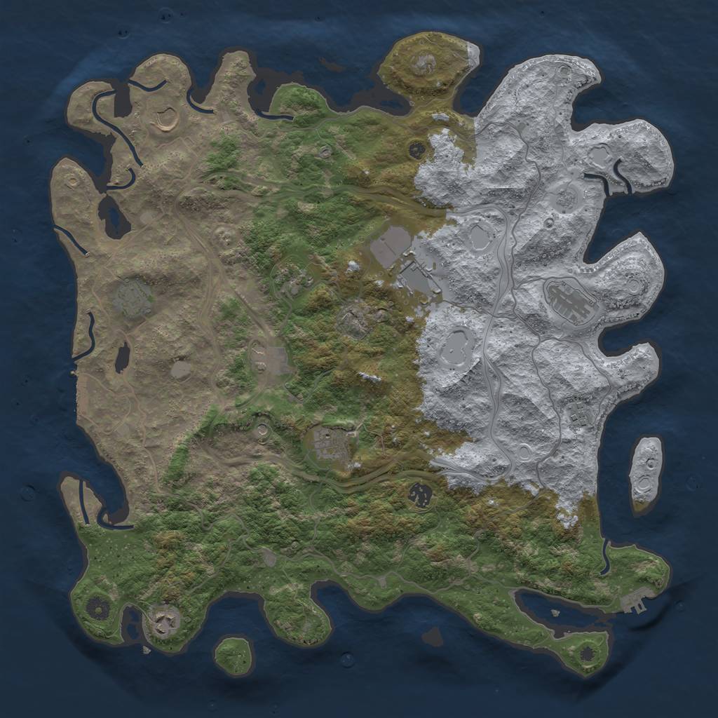 Rust Map: Procedural Map, Size: 4500, Seed: 21461225, 19 Monuments