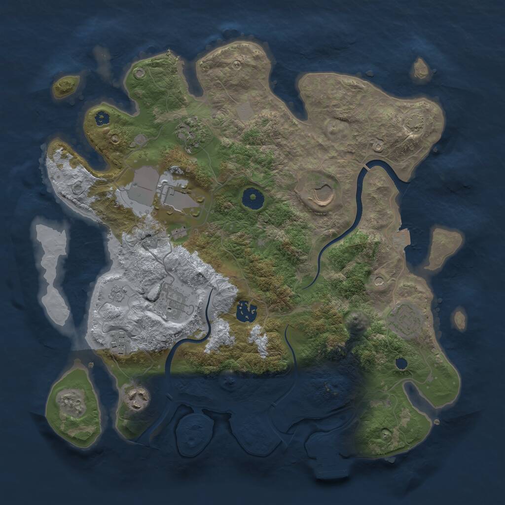 Rust Map: Procedural Map, Size: 3500, Seed: 13062531, 13 Monuments