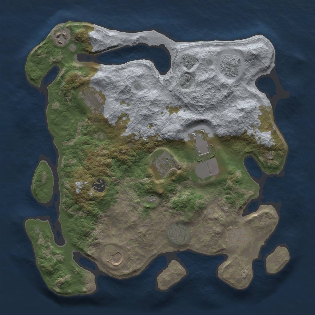 Rust Map: Barren, Size: 3500, Seed: 185575933, 13 Monuments