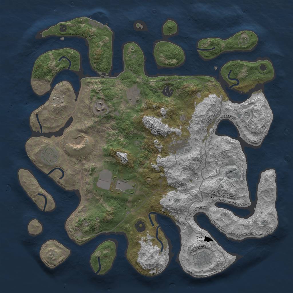 Rust Map: Procedural Map, Size: 4000, Seed: 56419874, 13 Monuments