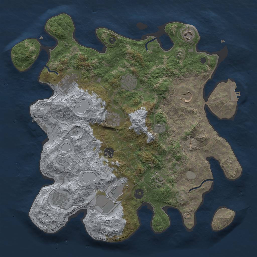 Rust Map: Procedural Map, Size: 3750, Seed: 44580, 19 Monuments