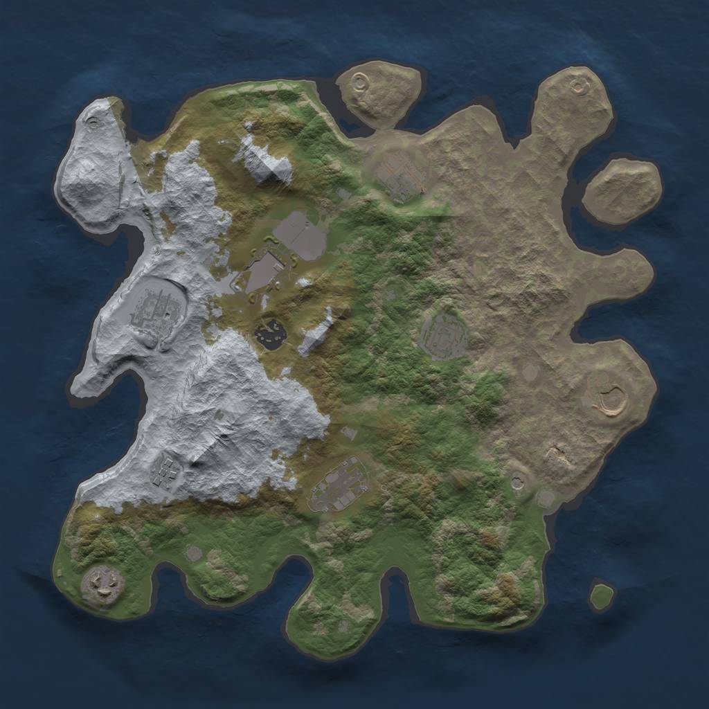 Rust Map: Barren, Size: 3600, Seed: 210543, 12 Monuments