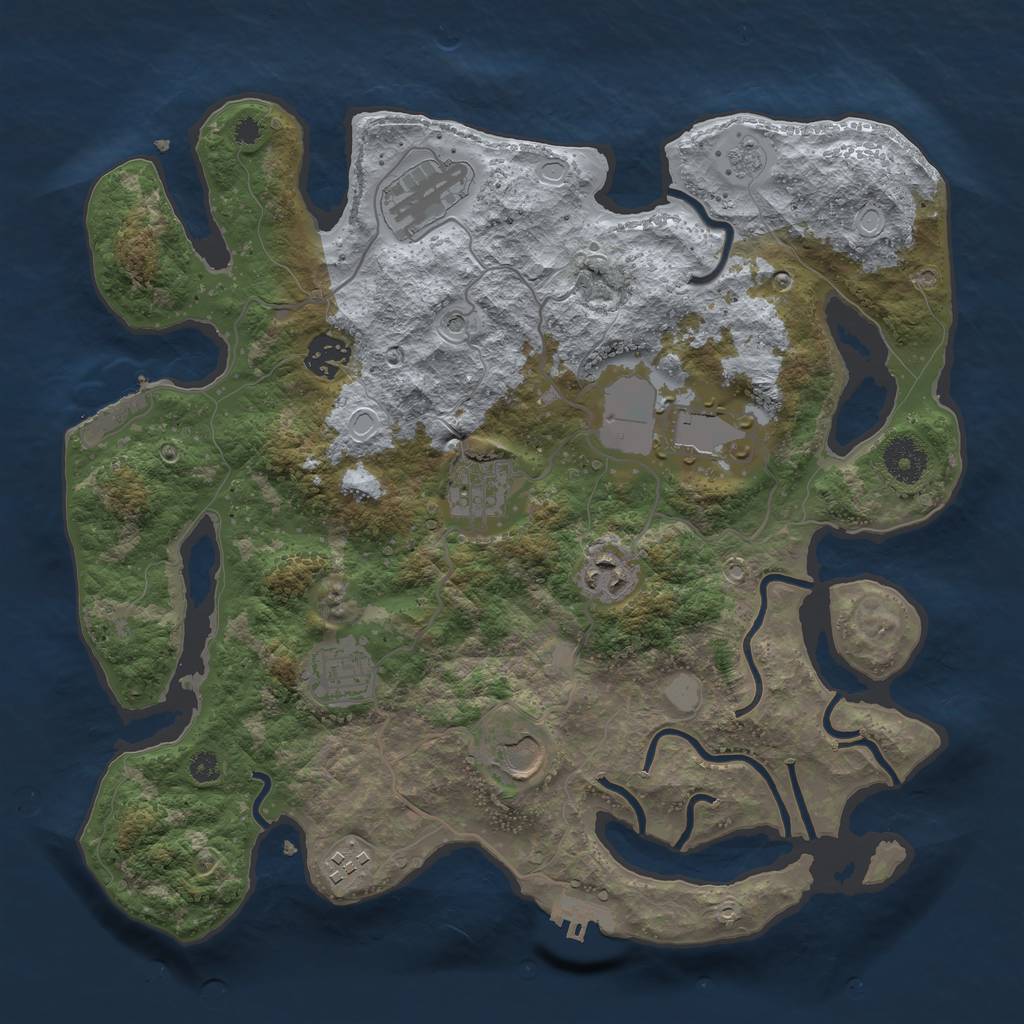 Rust Map: Procedural Map, Size: 3500, Seed: 987984311, 17 Monuments