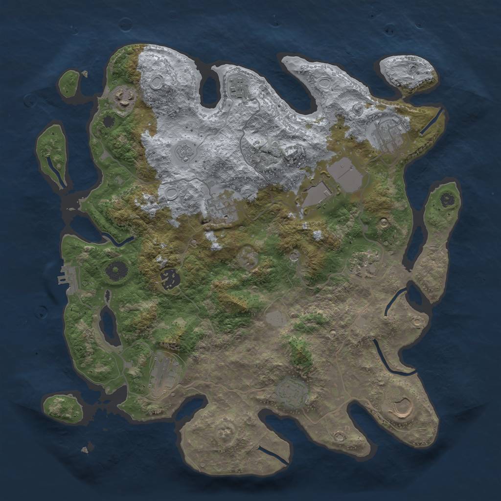 Rust Map: Procedural Map, Size: 3700, Seed: 1085902654, 18 Monuments