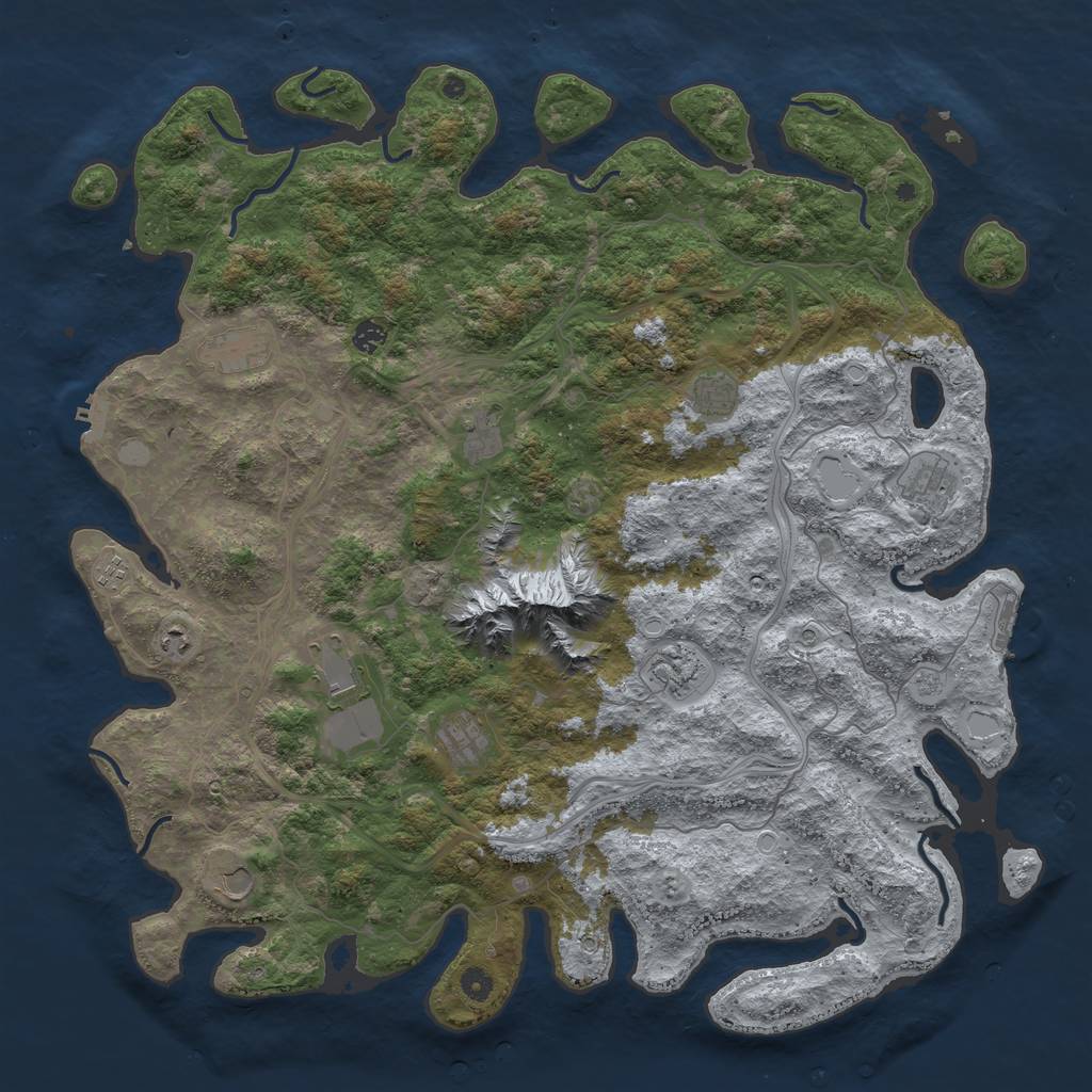 Rust Map: Procedural Map, Size: 5000, Seed: 208758615, 20 Monuments