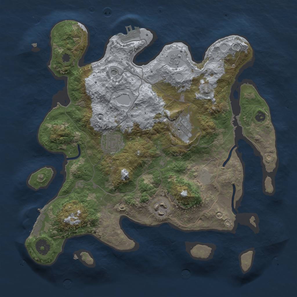 Rust Map: Procedural Map, Size: 3000, Seed: 28101, 12 Monuments