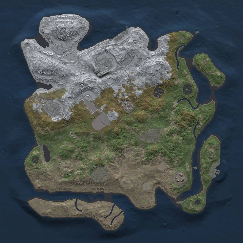Rust Map: Procedural Map, Size: 3500, Seed: 37640294, 18 Monuments