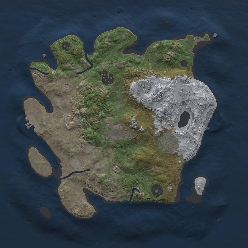 Rust Map: Procedural Map, Size: 3000, Seed: 594212, 13 Monuments