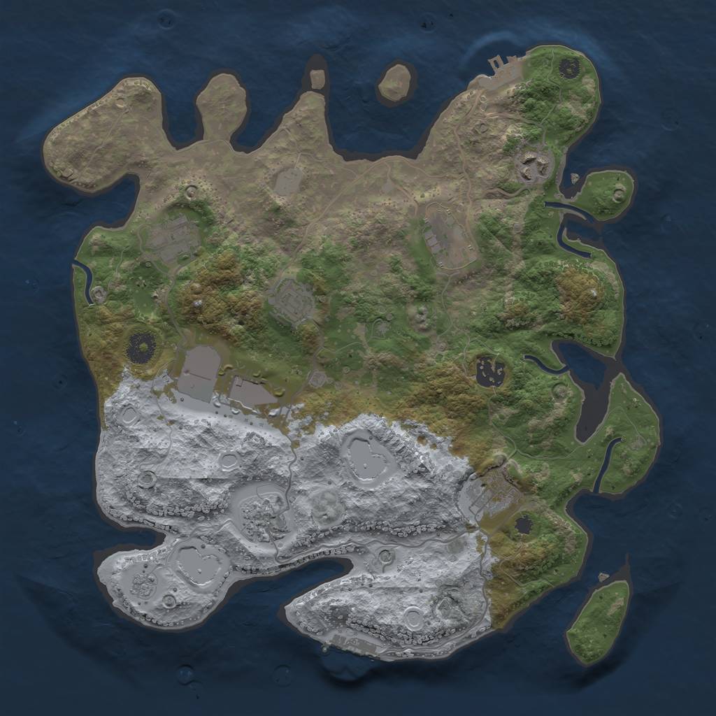Rust Map: Procedural Map, Size: 3500, Seed: 31290957, 17 Monuments