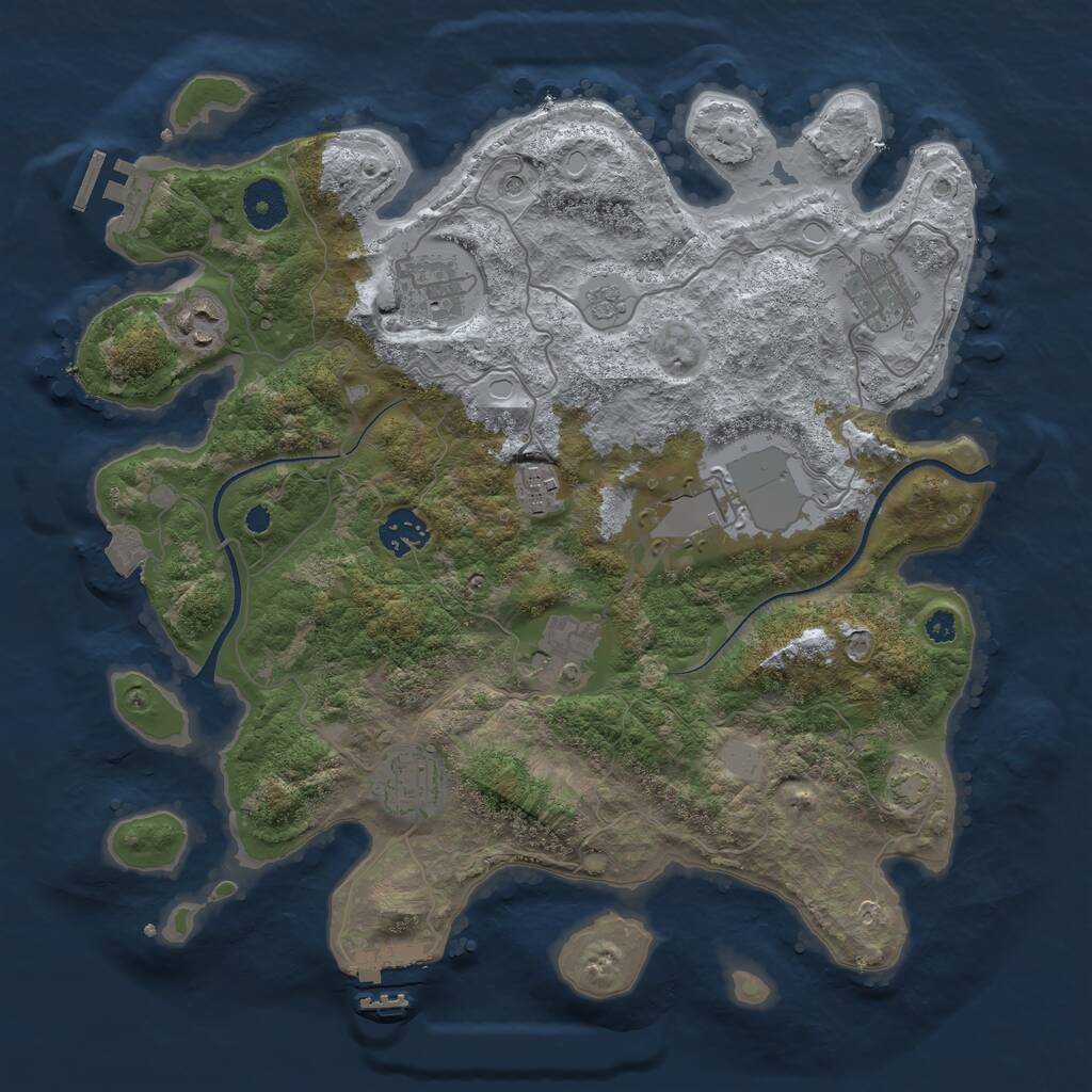 Rust Map: Procedural Map, Size: 3500, Seed: 221124, 14 Monuments