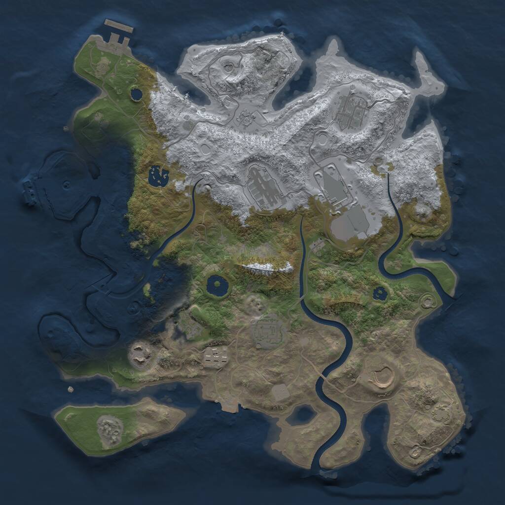 Rust Map: Procedural Map, Size: 3500, Seed: 16886, 15 Monuments