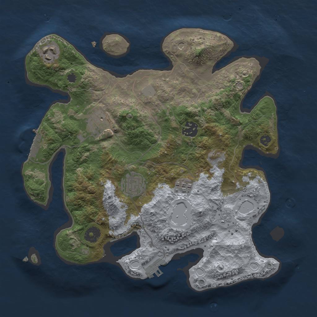 Rust Map: Procedural Map, Size: 3000, Seed: 21524, 14 Monuments