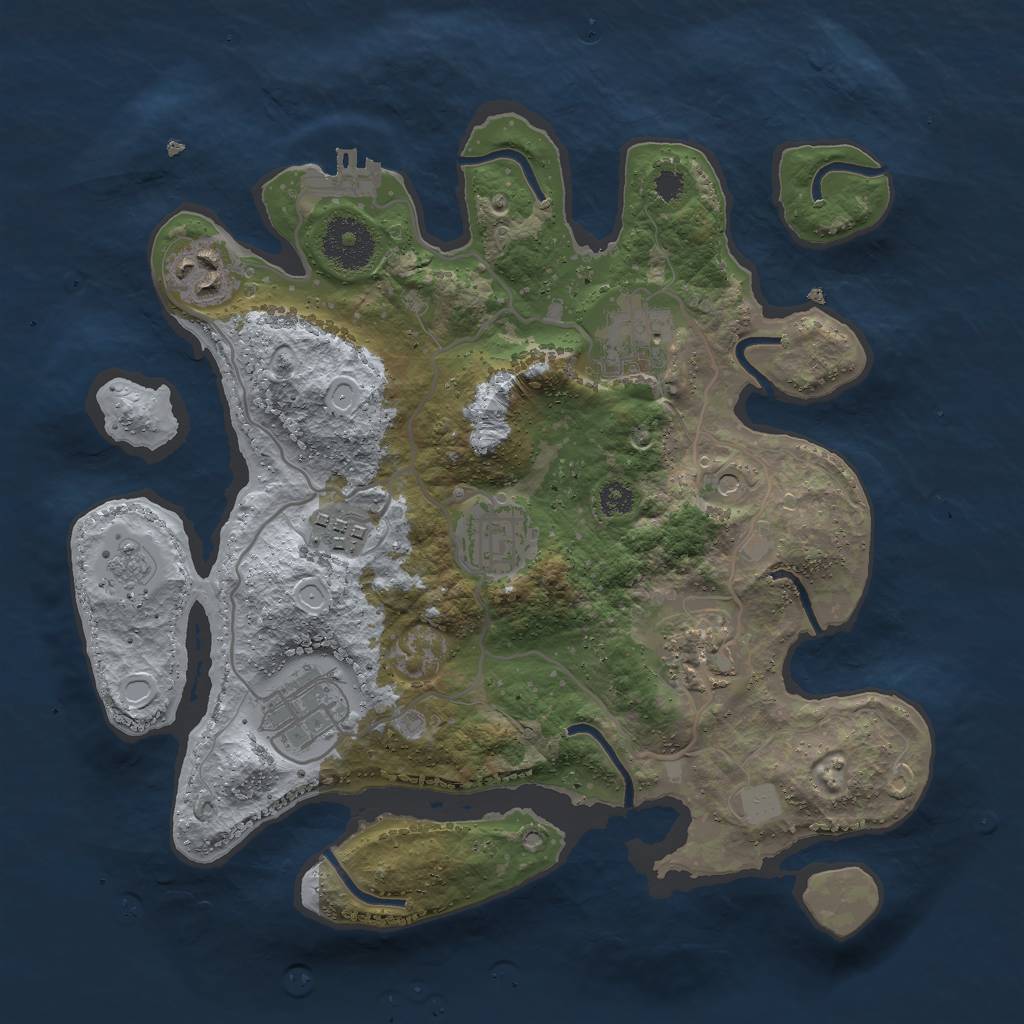 Rust Map: Procedural Map, Size: 3000, Seed: 970193295, 14 Monuments