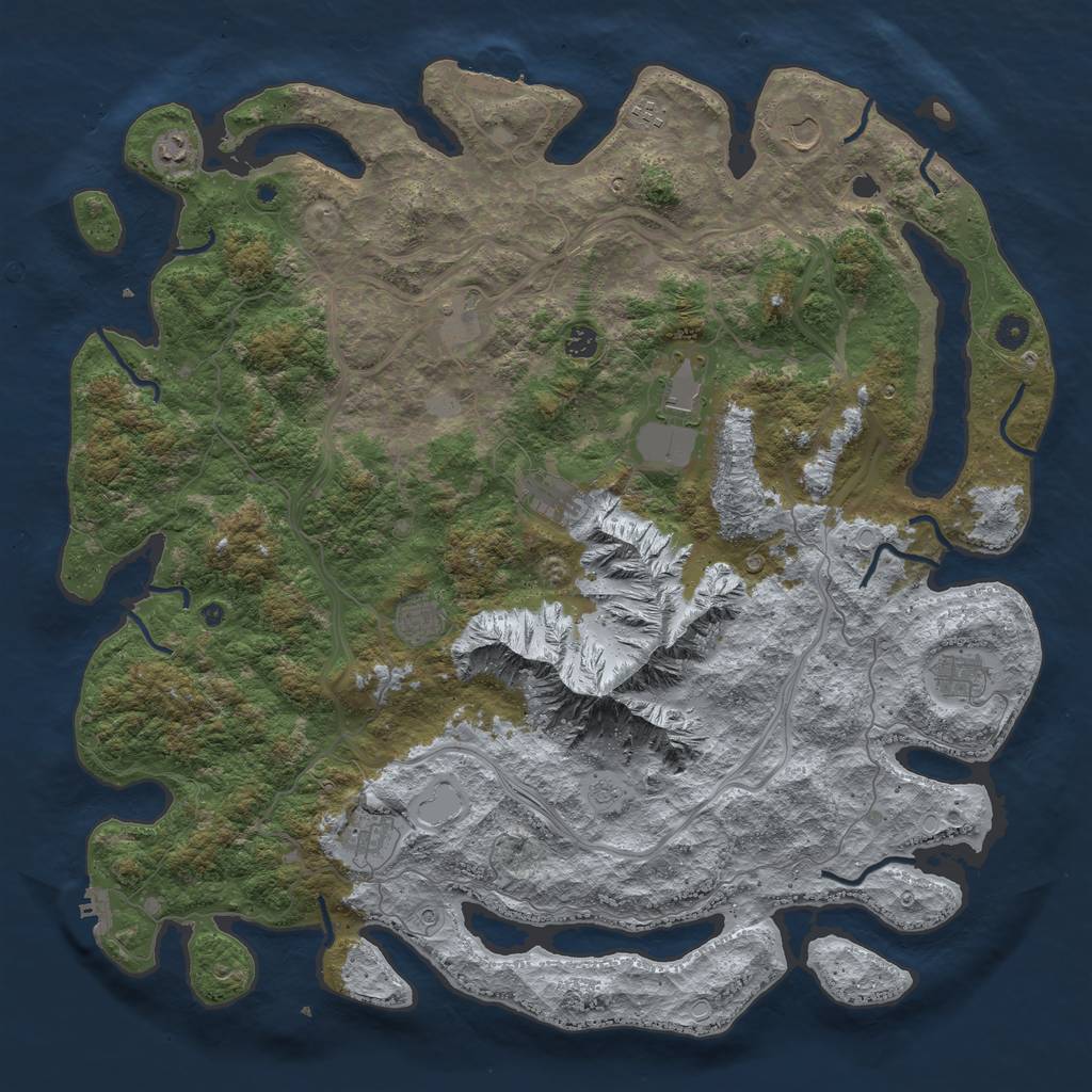 Rust Map: Procedural Map, Size: 5000, Seed: 59256931, 19 Monuments
