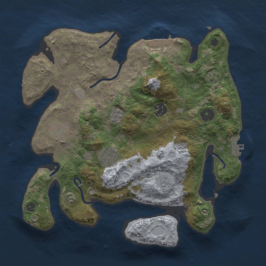 Rust Map: Procedural Map, Size: 3000, Seed: 66928, 13 Monuments