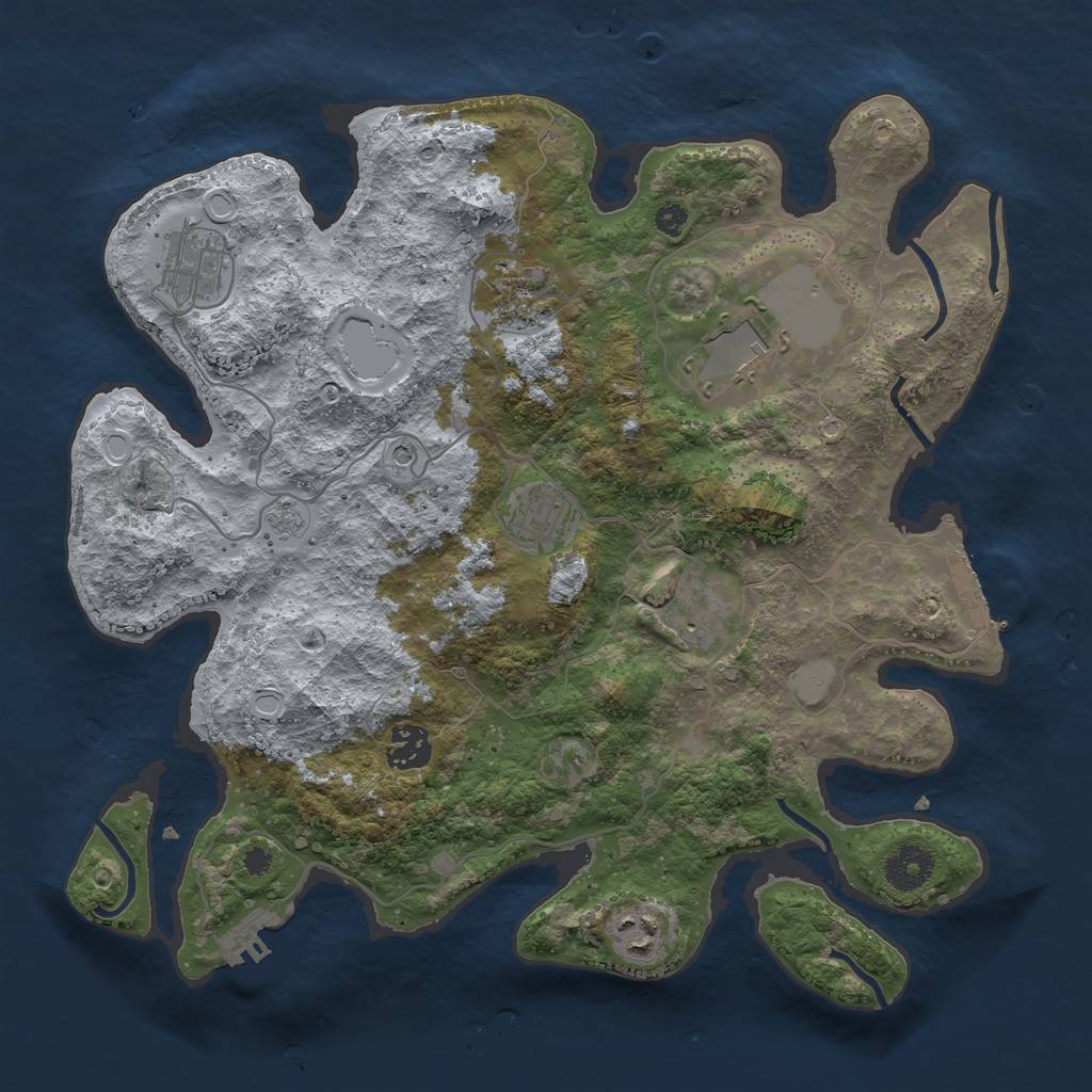 Rust Map: Procedural Map, Size: 3500, Seed: 67155955, 16 Monuments
