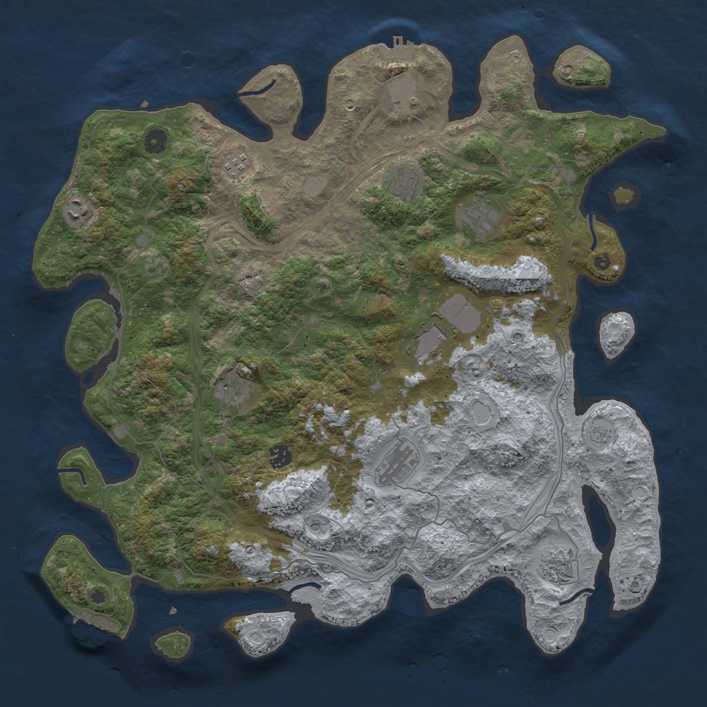 Rust Map: Procedural Map, Size: 4500, Seed: 10281980, 19 Monuments