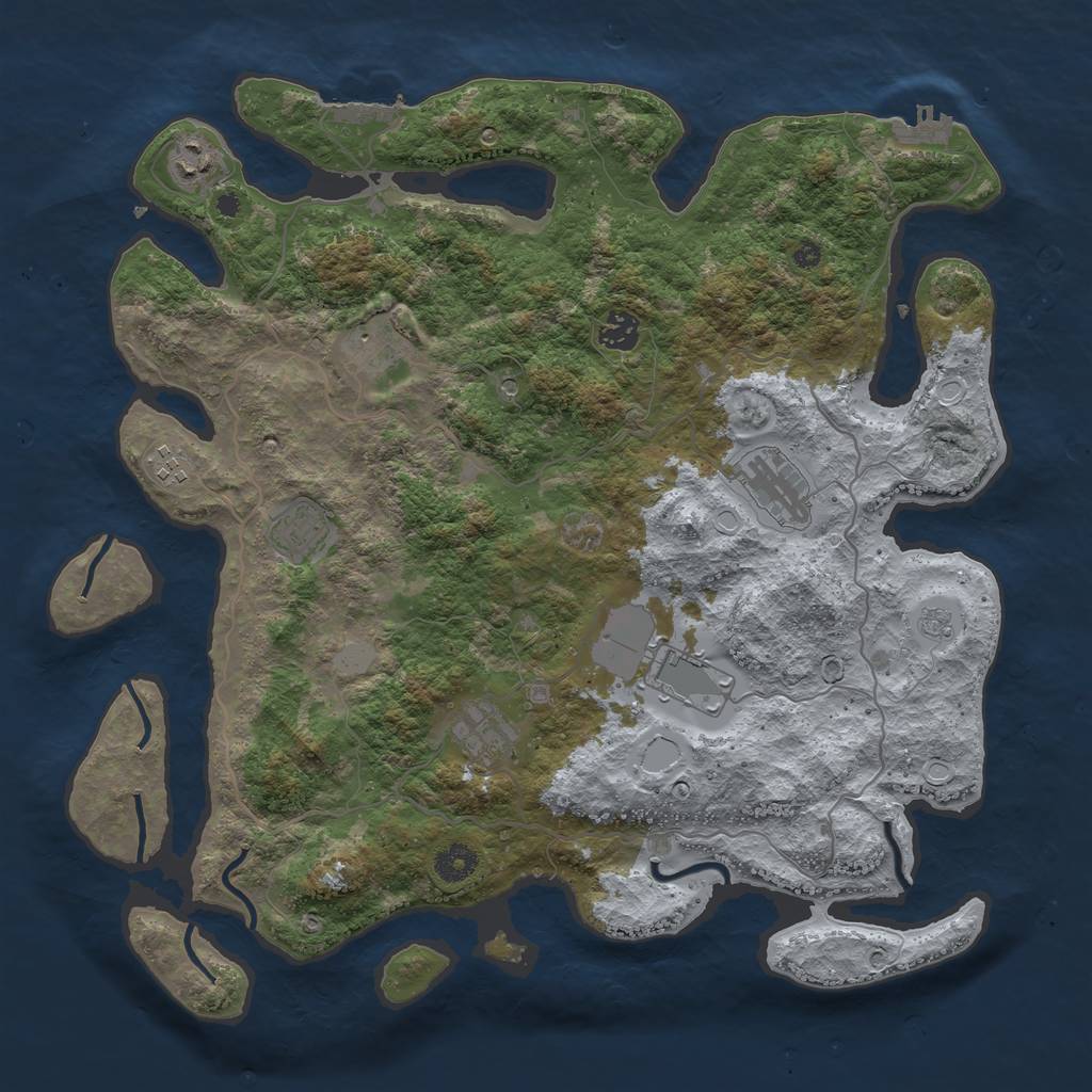 Rust Map: Procedural Map, Size: 4000, Seed: 19650, 17 Monuments