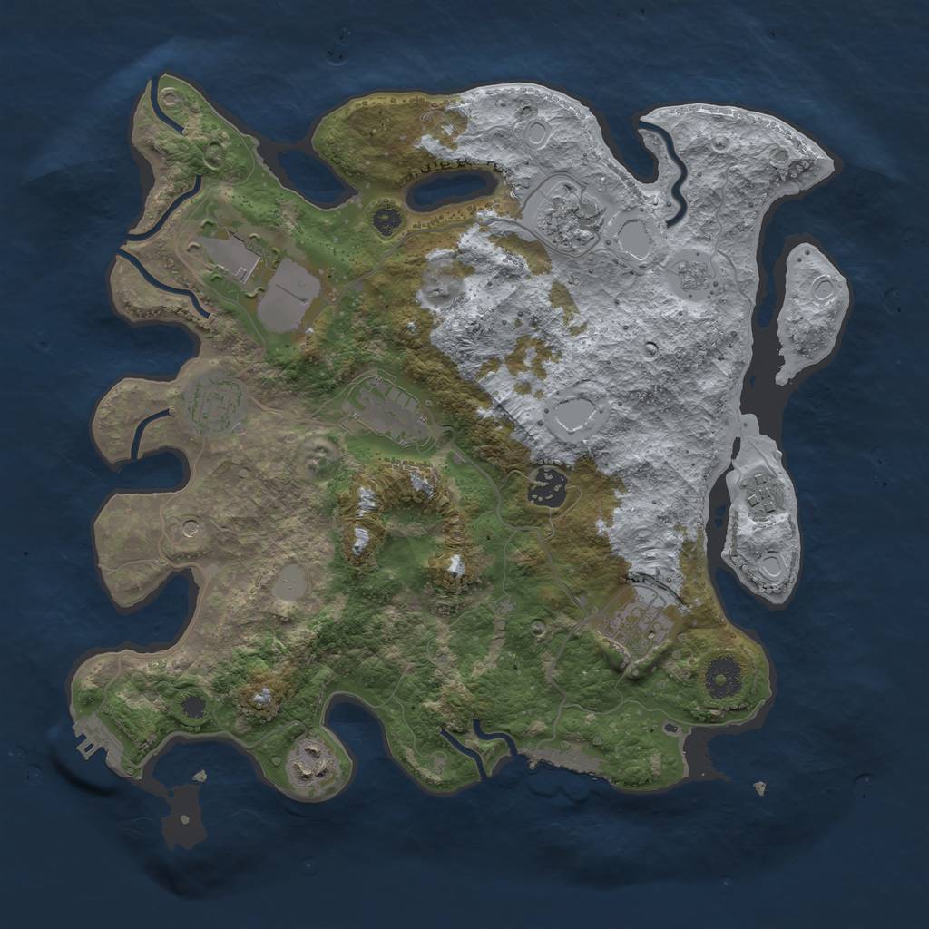 Rust Map: Procedural Map, Size: 3500, Seed: 321654687, 17 Monuments