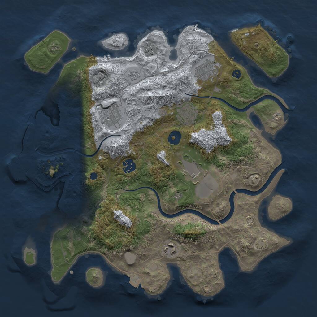 Rust Map: Procedural Map, Size: 3500, Seed: 8857452, 12 Monuments