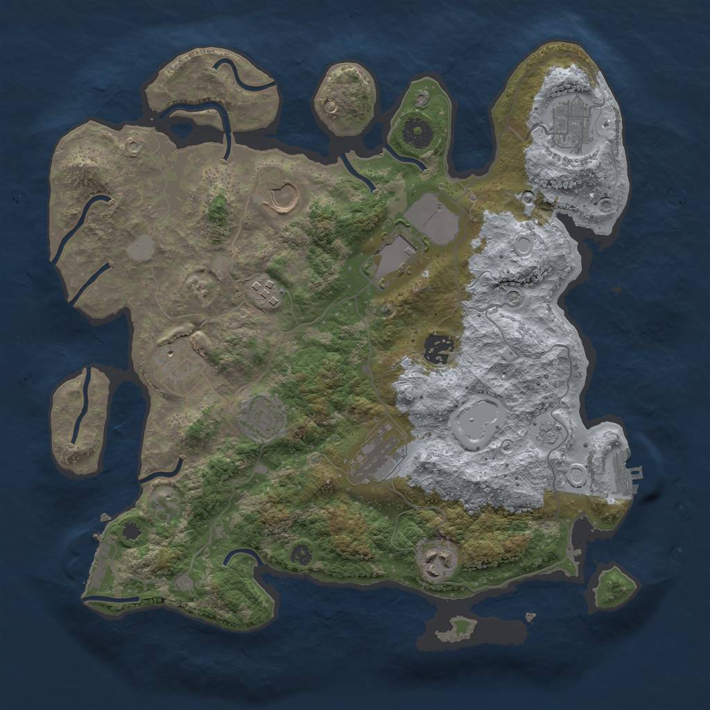 Rust Map: Procedural Map, Size: 3500, Seed: 2030957151, 18 Monuments