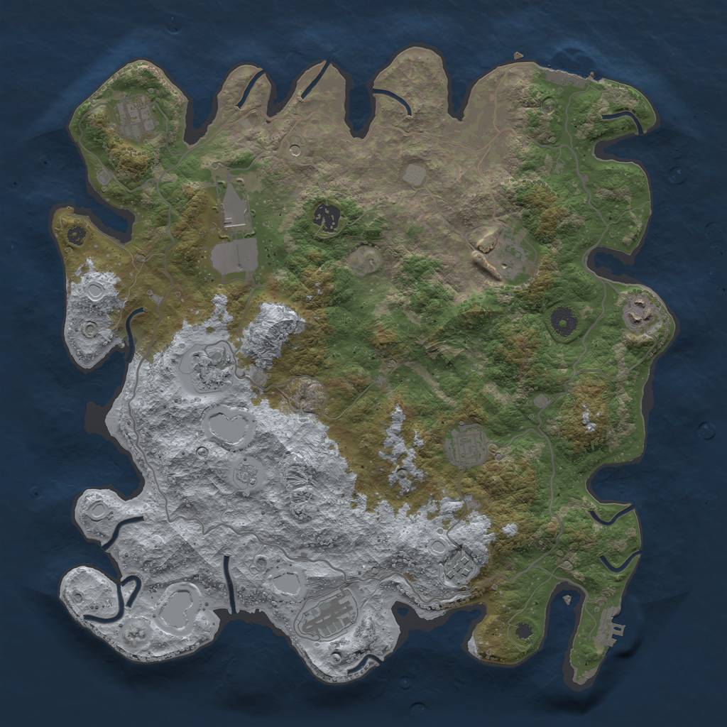 Rust Map: Procedural Map, Size: 4000, Seed: 1838340149, 18 Monuments