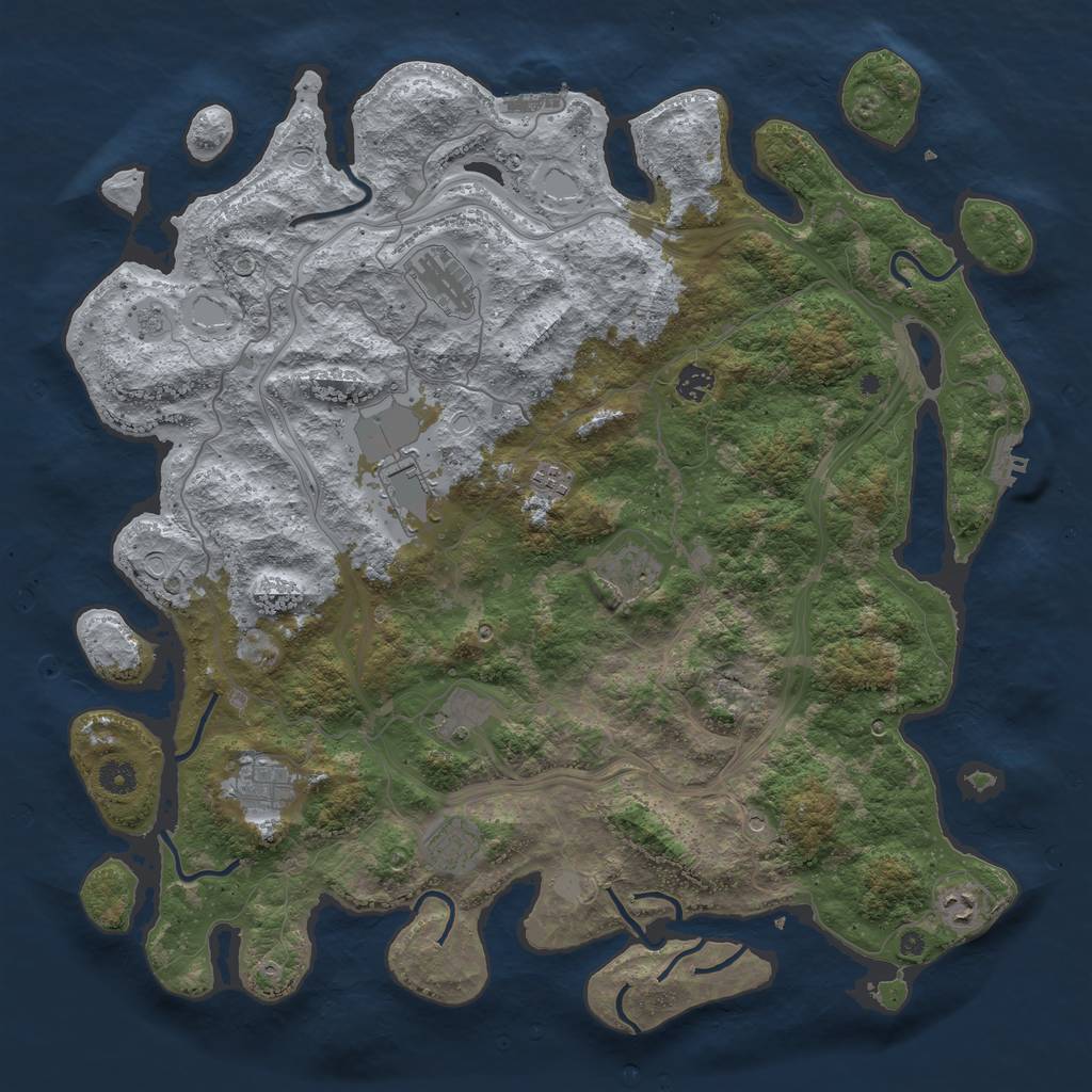 Rust Map: Procedural Map, Size: 4500, Seed: 48424044, 18 Monuments