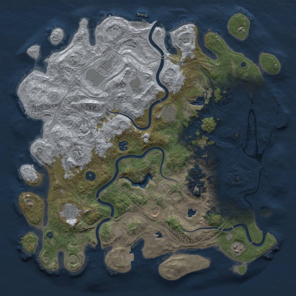 Rust Map: Procedural Map, Size: 4500, Seed: 48424044, 16 Monuments