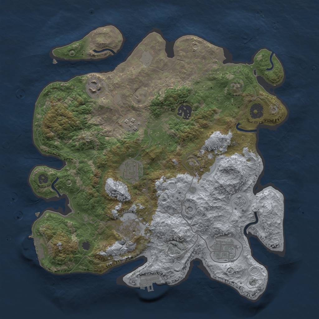 Rust Map: Procedural Map, Size: 3250, Seed: 98986553, 16 Monuments