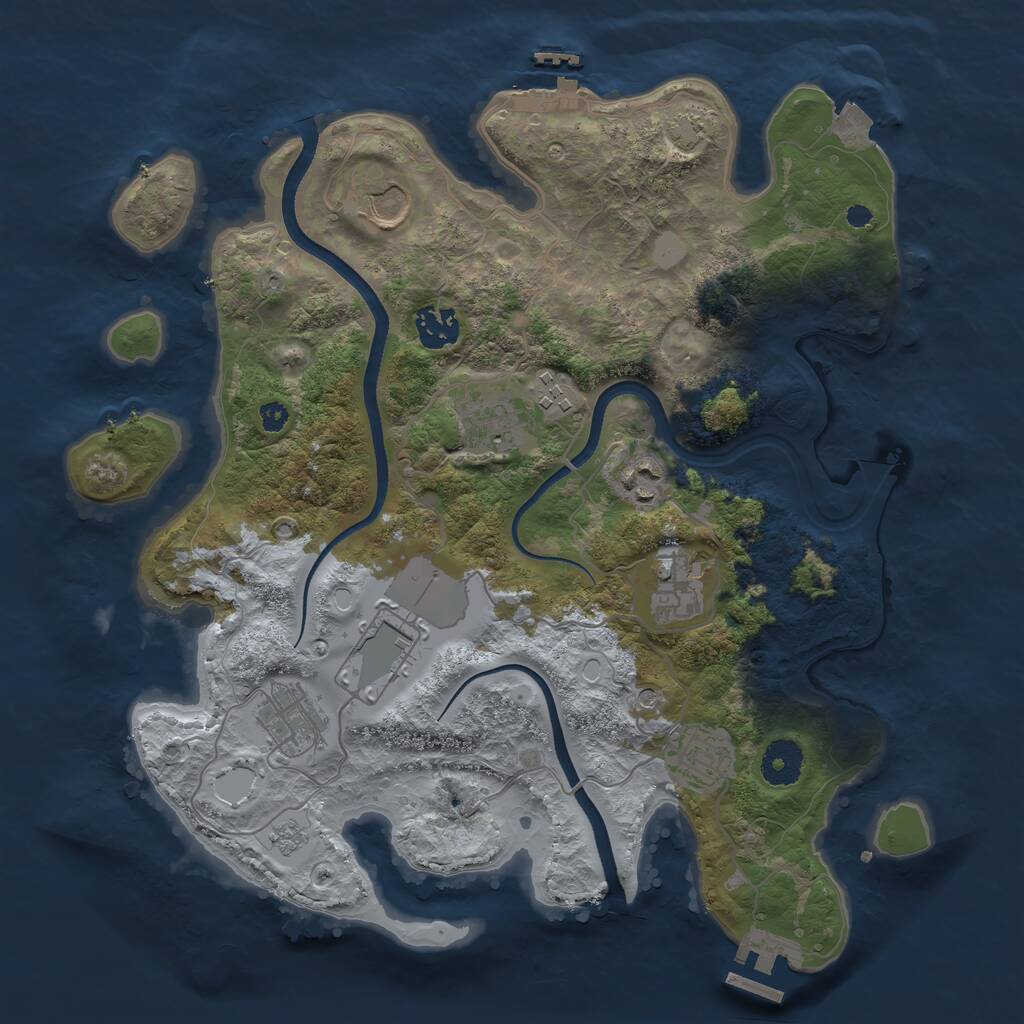 Rust Map: Procedural Map, Size: 3500, Seed: 715655416, 15 Monuments