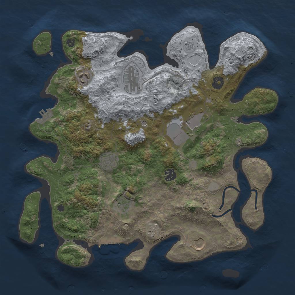 Rust Map: Procedural Map, Size: 3500, Seed: 3514236, 17 Monuments