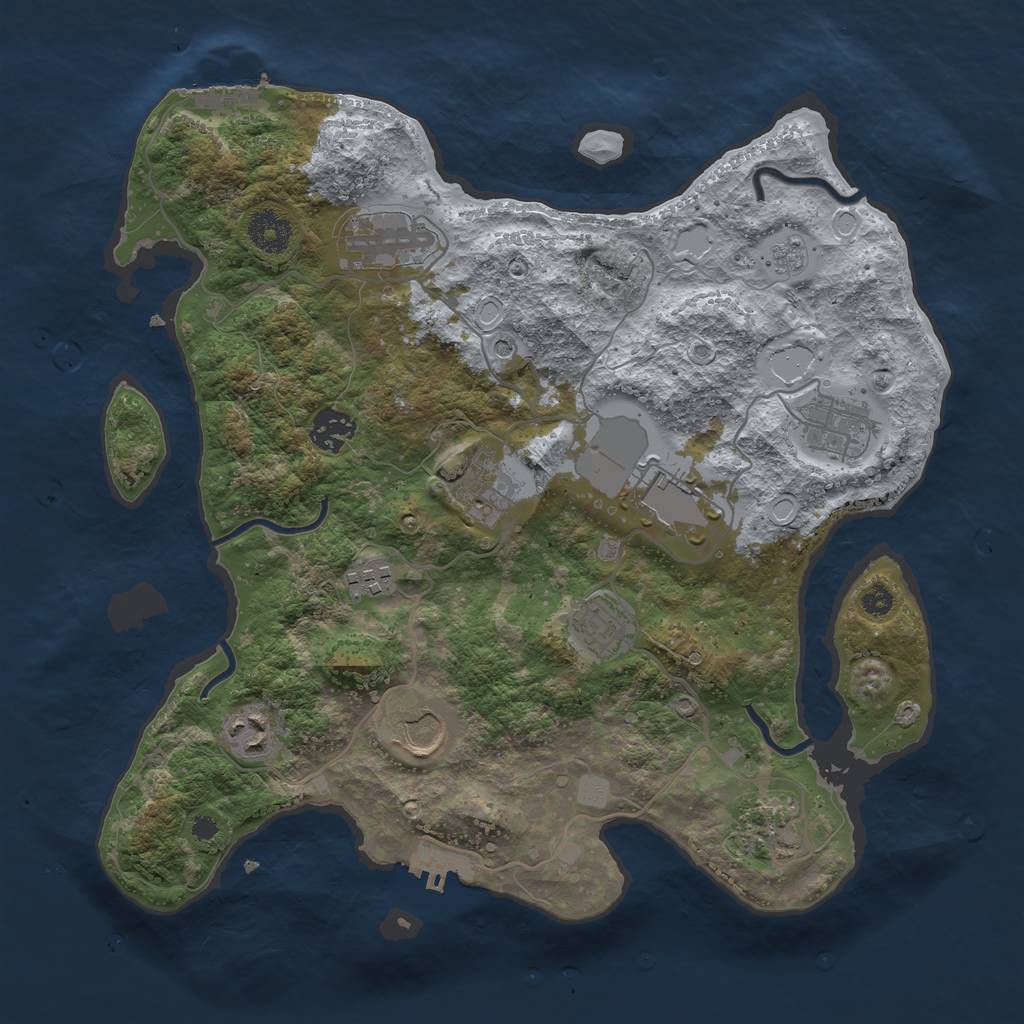 Rust Map: Procedural Map, Size: 3500, Seed: 56941270, 19 Monuments