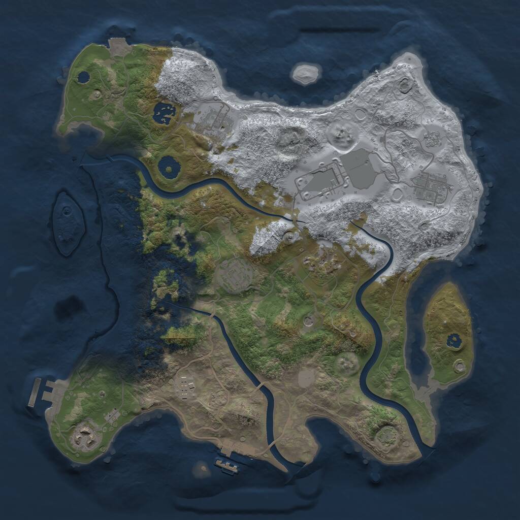 Rust Map: Procedural Map, Size: 3500, Seed: 56941270, 14 Monuments