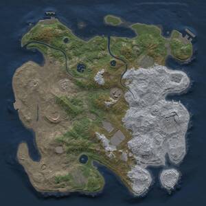 Thumbnail Rust Map: Procedural Map, Size: 3500, Seed: 638743179, 14 Monuments