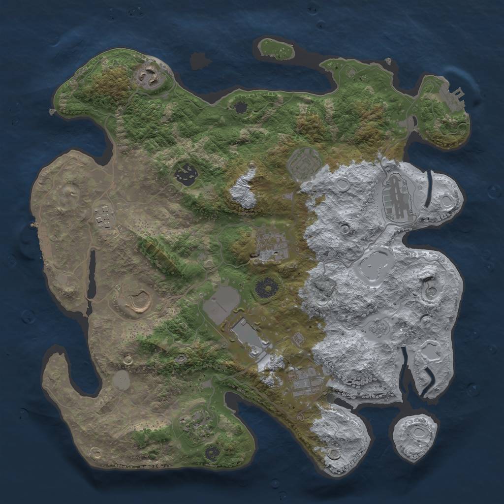 Rust Map: Procedural Map, Size: 3500, Seed: 638743179, 19 Monuments