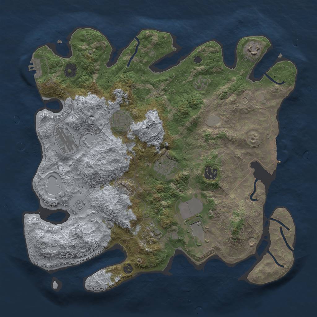 Rust Map: Procedural Map, Size: 3500, Seed: 94913367, 16 Monuments